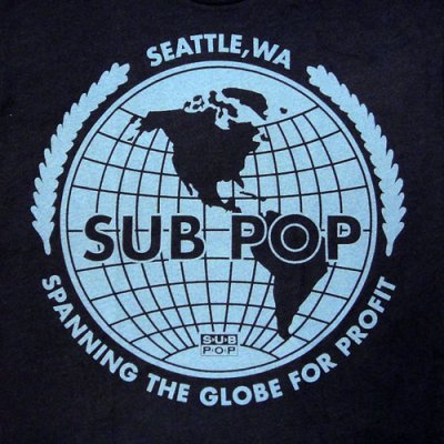 画像1: Sub Pop Records Tシャツ サブ・ポップ・レコーズ Globe NAVY