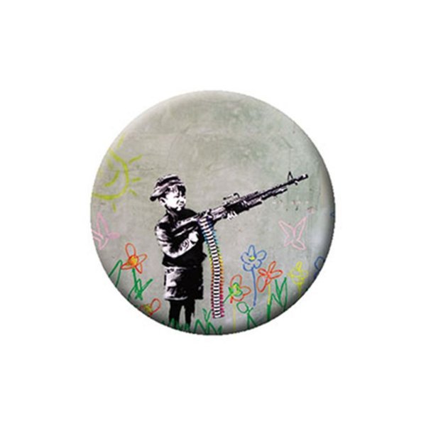 画像1: Banksy 缶バッジ バンクシー Crayon Shooter (1)
