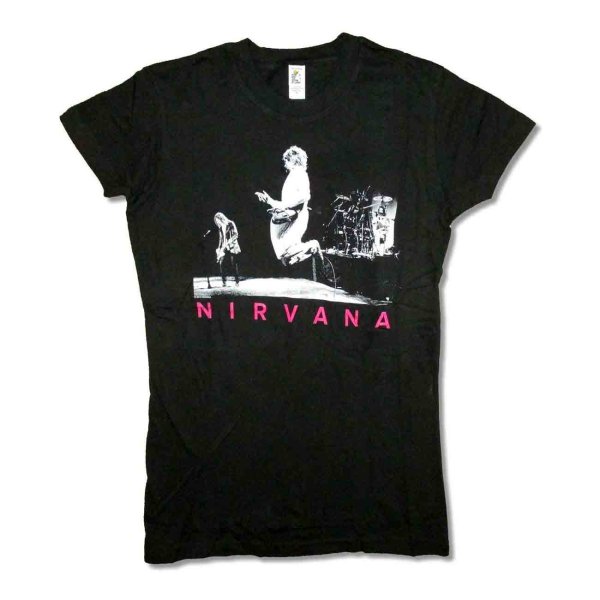 画像1: Nirvana レディースTシャツ ニルヴァーナ Pink Logo (1)