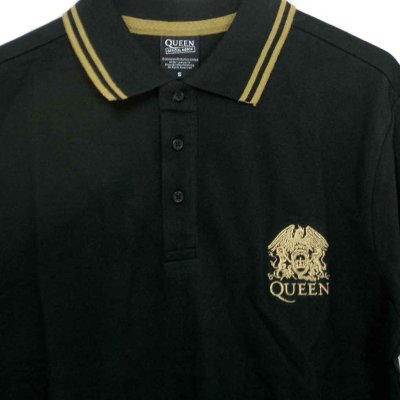 画像1: Queen ポロシャツ クイーン Crest Logo BLACK
