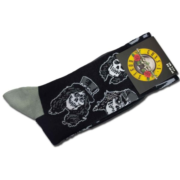 画像1: Guns N' Roses ソックス 靴下 ガンズ・アンド・ローゼス Skulls Band (1)