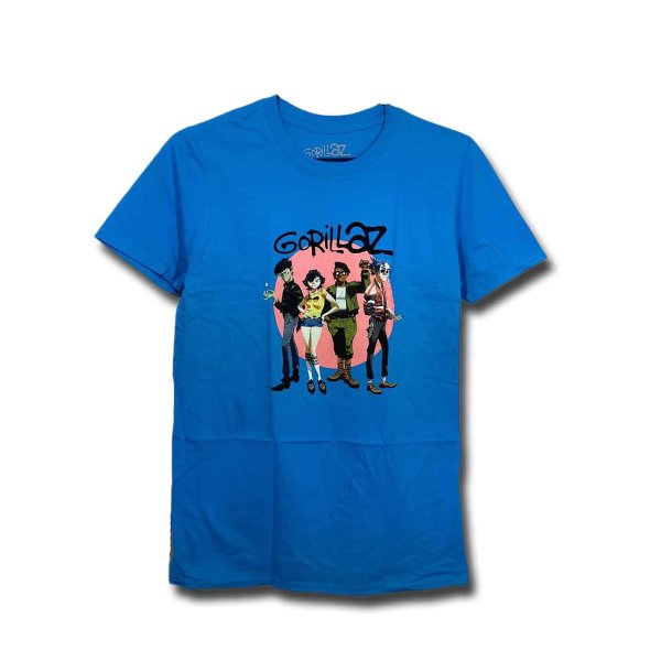 画像1: Gorillaz バンドTシャツ ゴリラズ Group Circle Rise BLUE (1)