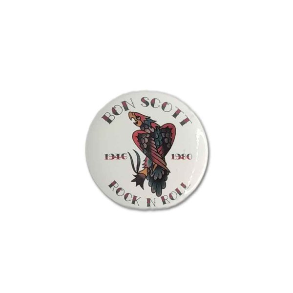 画像1: Bon Scott 缶バッジ ボン・スコット Tattoo Art AC/DC (1)