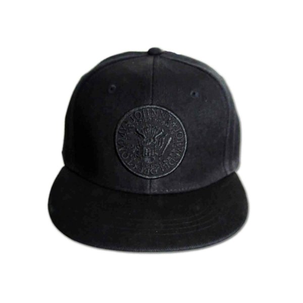 画像1: Ramones スナップバックフラットビルキャップ ラモーンズ Black Seal Logo (1)