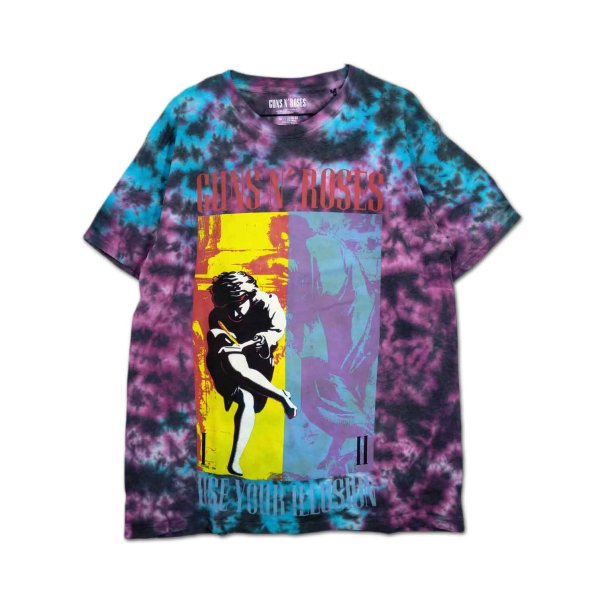 画像1: Guns N' Roses バンドTシャツ ガンズ・アンド・ローゼス Use Your Illusion BLUE Dip-Dye (1)