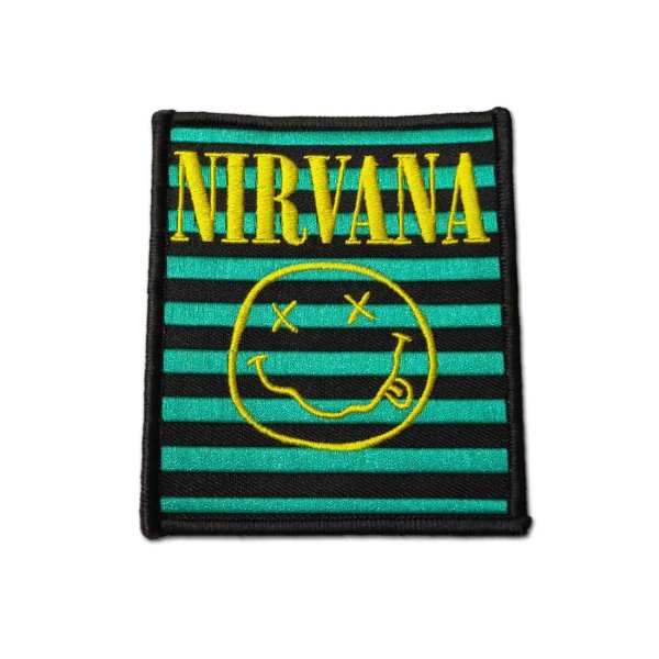 画像1: Nirvana アイロンパッチ／ワッペン ニルヴァーナ Logo & Smiley Stripes (1)
