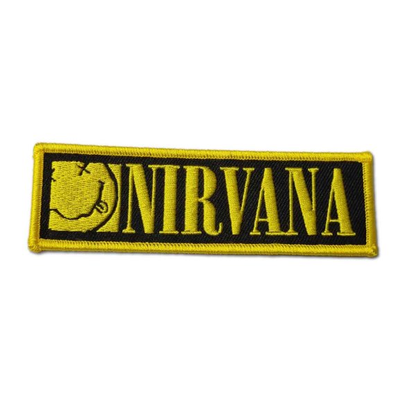 画像1: Nirvana アイロンパッチ／ワッペン ニルヴァーナ Logo & Smiley Bordered (1)