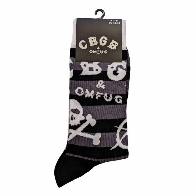 画像1: CBGB ソックス 靴下 シービージービー Logos Striped