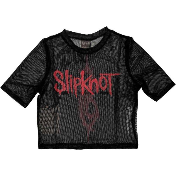 画像1: Slipknot レディースメッシュクロップトップ スリップノット Logo (1)