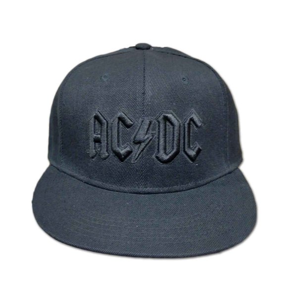 画像1: AC/DC スナップバックフラットビルキャップ エーシーディーシー Logo BLACK (1)