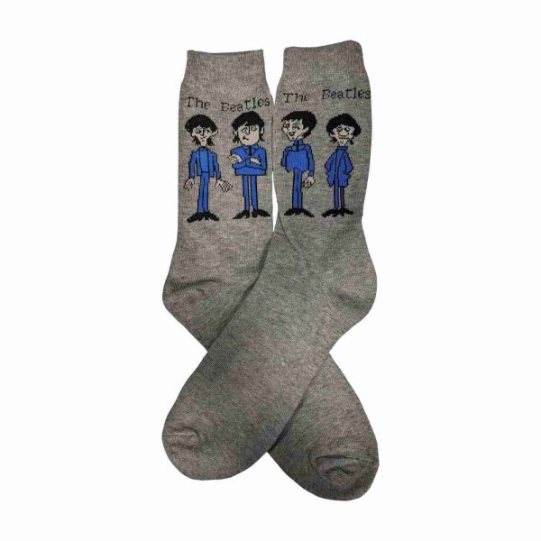 画像1: The Beatles レディースソックス 靴下 ザ・ビートルズ Cartoon Standing GREY (1)