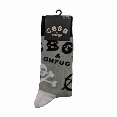 画像1: CBGB ソックス 靴下 シービージービー Logos GREY