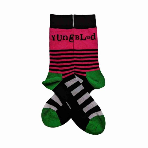 画像1: Yungblud ソックス 靴下 ヤングブラッド Logo & Stripes (1)