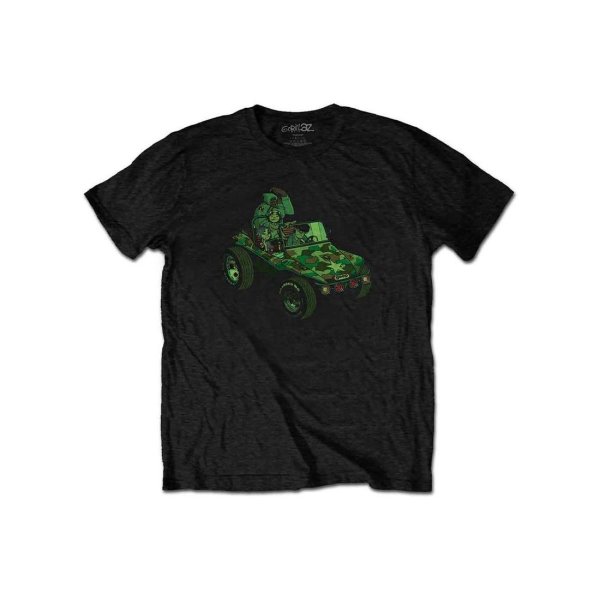 画像1: Gorillaz バンドTシャツ ゴリラズ Green Jeep BLACK [Back Print] (1)