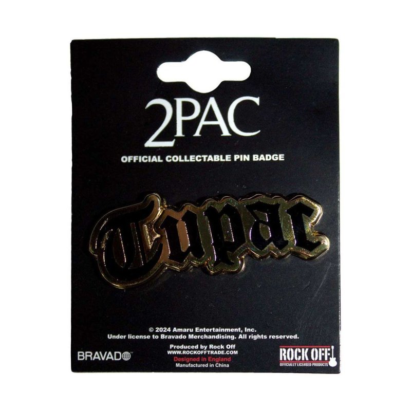 画像1: 2Pac メタルピンバッジ Tupac トゥパック Logo Gold