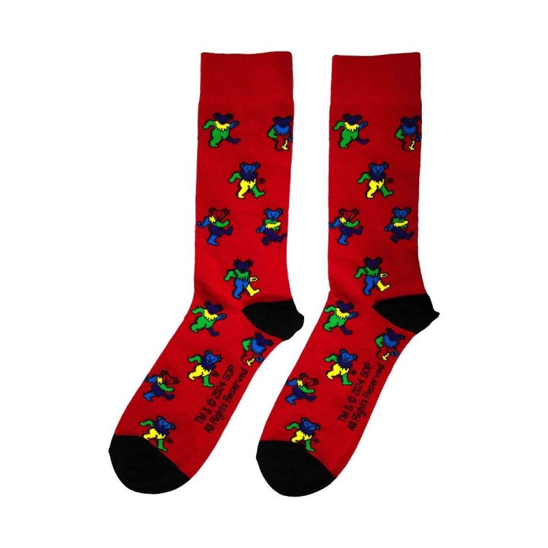 画像1: Grateful Dead ソックス 靴下 グレイトフル・デッド Dancing Bears RED