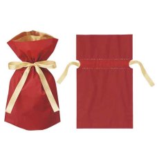 画像5: 【ギフトラッピング用品】ギフトバッグ【リボン付き巾着バッグ】ネイビー／レッド (5)