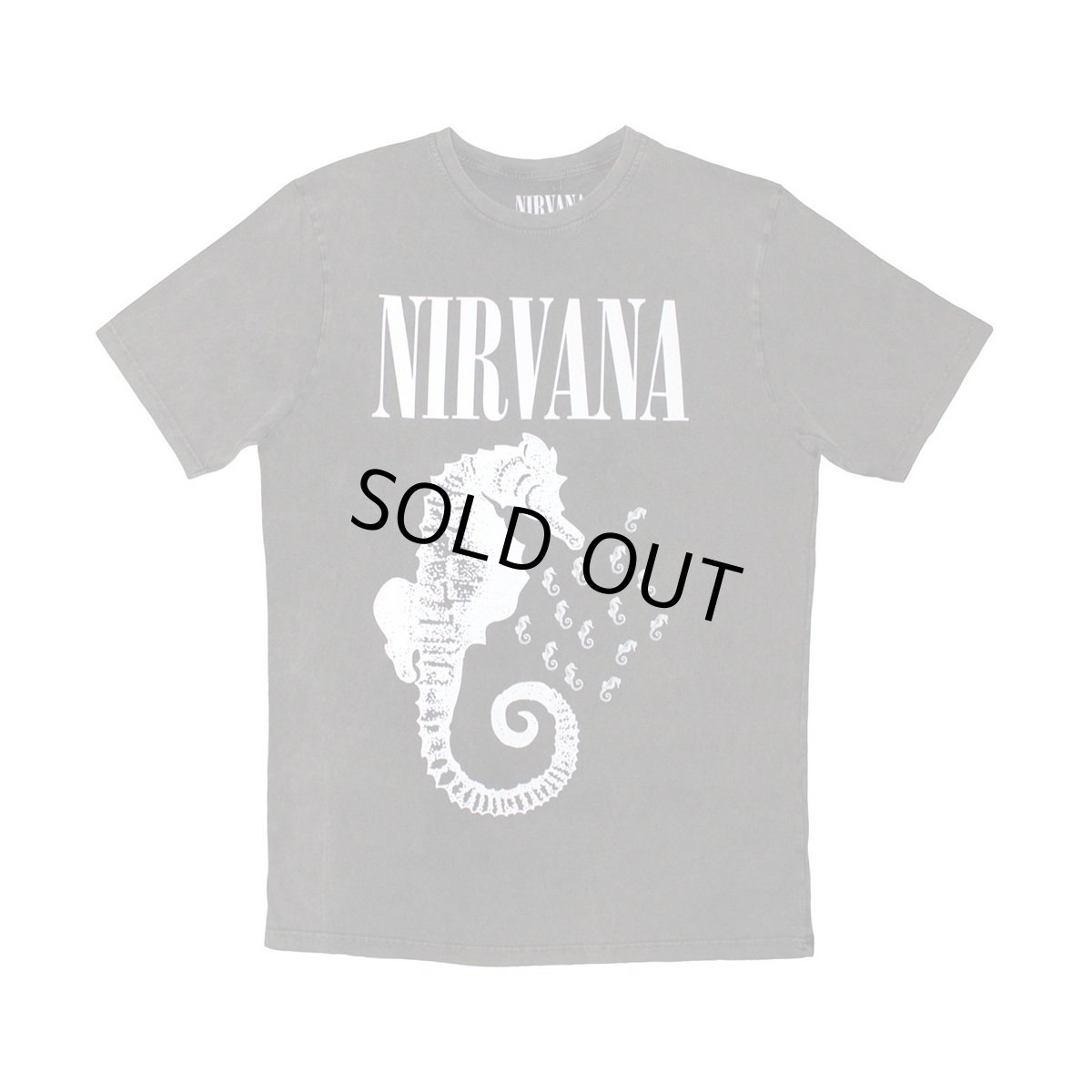 画像1: Nirvana バンドTシャツ ニルヴァーナ Seahorse & Logo Mono STONE WASH (1)
