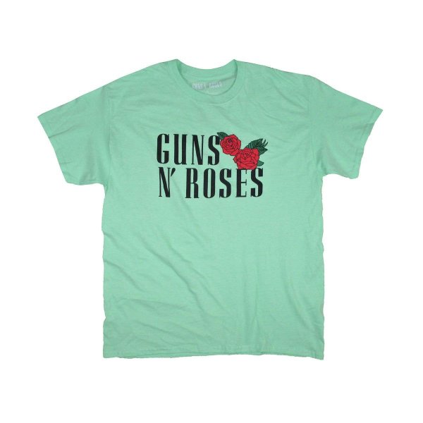 画像1: Guns N' Roses バンドTシャツ ガンズ・アンド・ローゼス Red Roses on Mint Green (1)