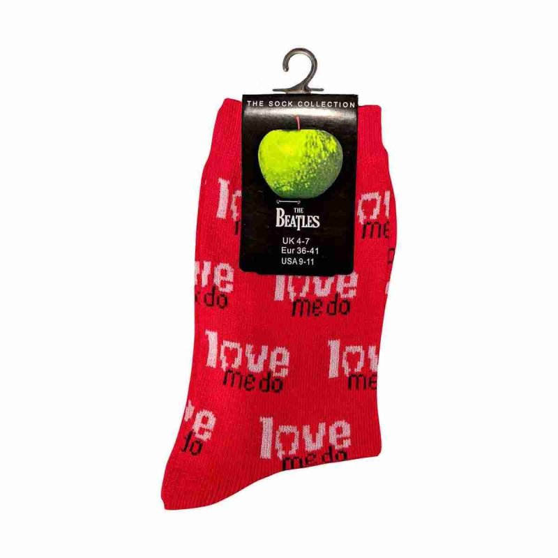 画像1: The Beatles レディースソックス 靴下 ザ・ビートルズ Love Me Do RED