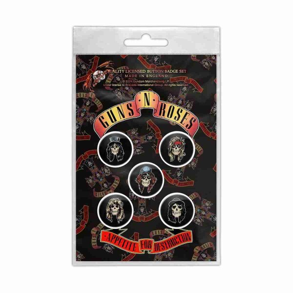 画像1: Guns N' Roses バッジ5個セット ガンズ・アンド・ローゼス Appetite For Destruction (1)