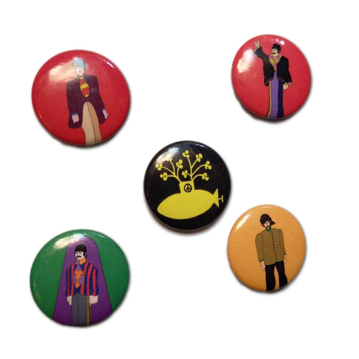 画像1: The Beatles バッジ5個セット ザ・ビートルズ Yellow Submarine (1)
