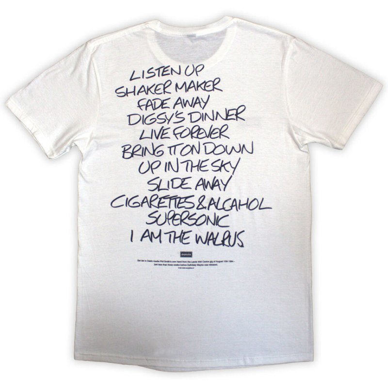 Oasis バンドTシャツ オアシス Definitely Maybe AAA Setlist WHITE