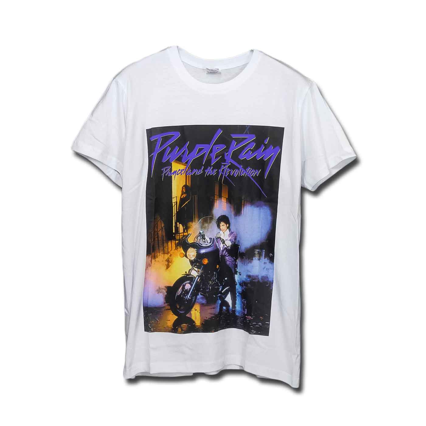 T-shirt Officiel Prince - Motif Purple Rain Circle, Blanc, 100% Coton, Unisexe, Tailles S à XXL